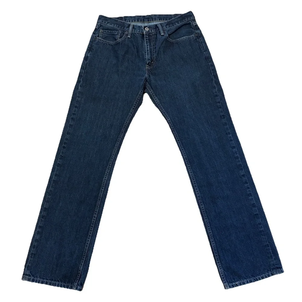 Levis 559 Mens 33x34 Relaxed Straight Leg Jeans Dark‎ Wash Blue Cotton Denim